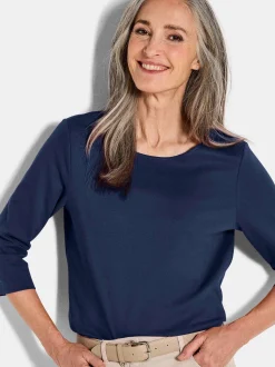 Goldner Damen Shirts - Kurzgröße in marine