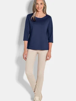 Goldner Damen Shirts - Kurzgröße in marine