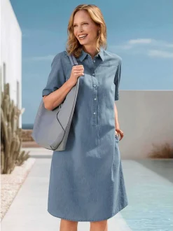 Goldner Damen Sommerkleider - Kurzgröße in blau