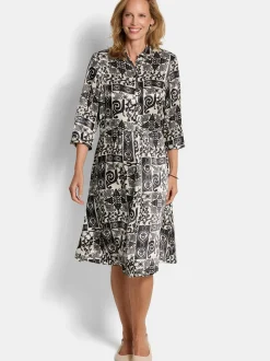 Goldner Damen Sommerkleid in schwarz mehrfarbig