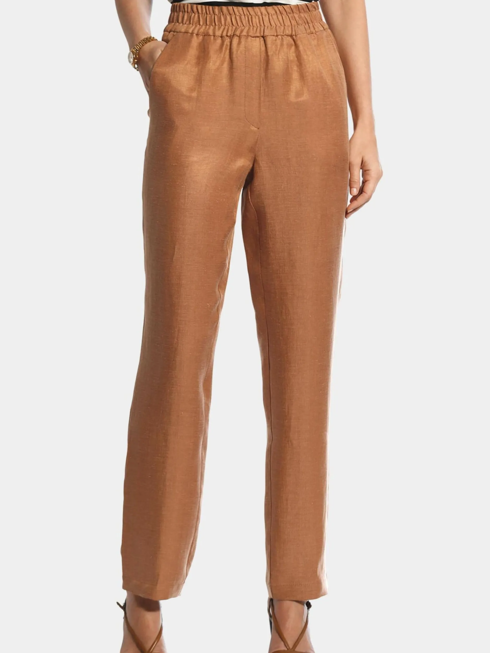 Goldner Damen Stoffhosen in nougat