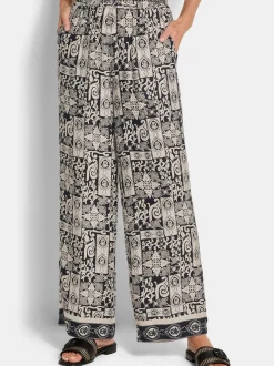 Goldner Damen Stoffhosen in schwarz