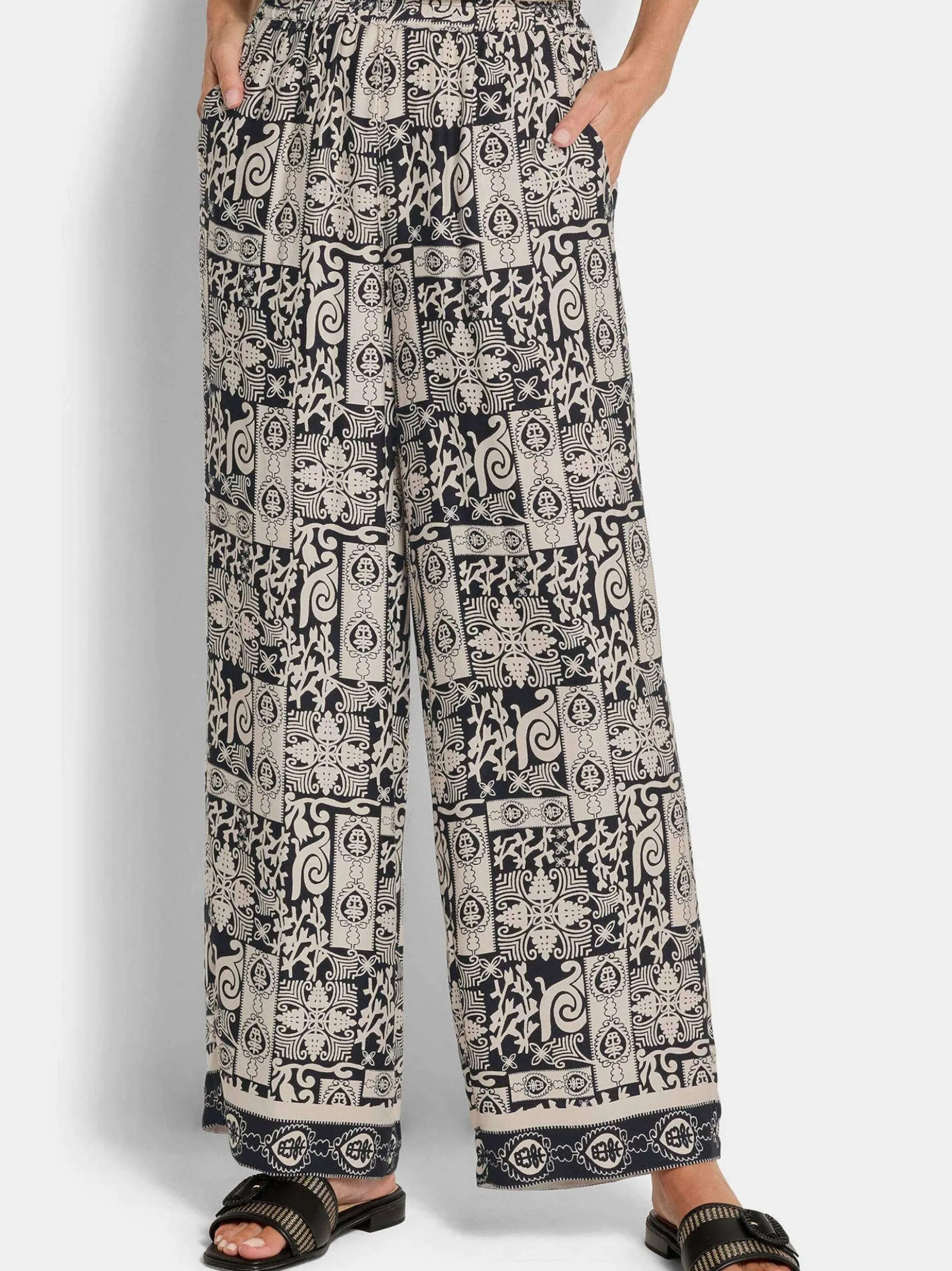 Goldner Damen Stoffhosen in schwarz