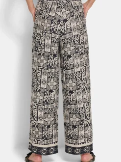 Goldner Damen Stoffhosen in schwarz