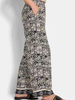 Goldner Damen Stoffhosen in schwarz