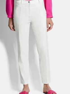 Goldner Damen Stoffhosen in weiß