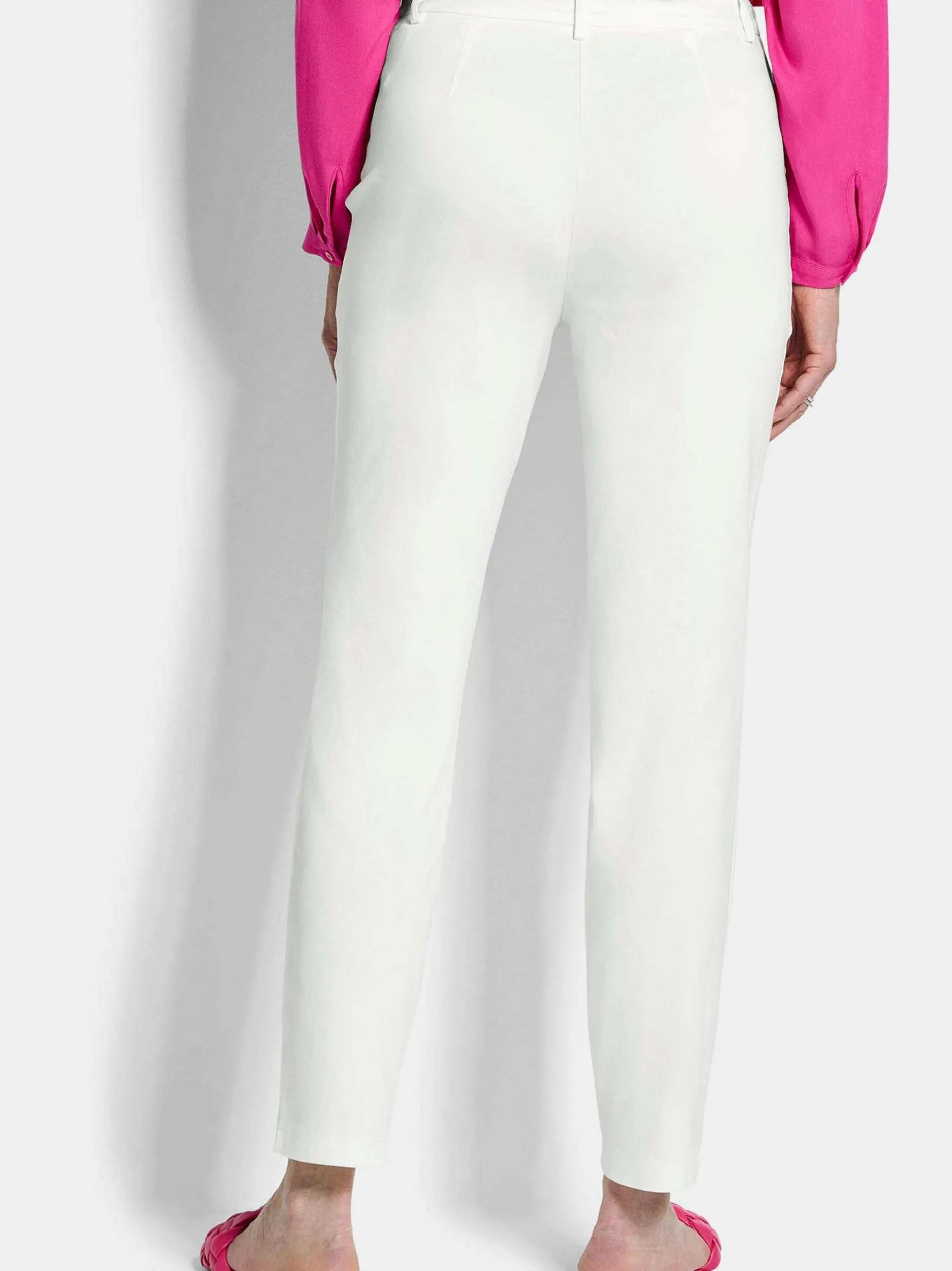 Goldner Damen Stoffhosen in weiß