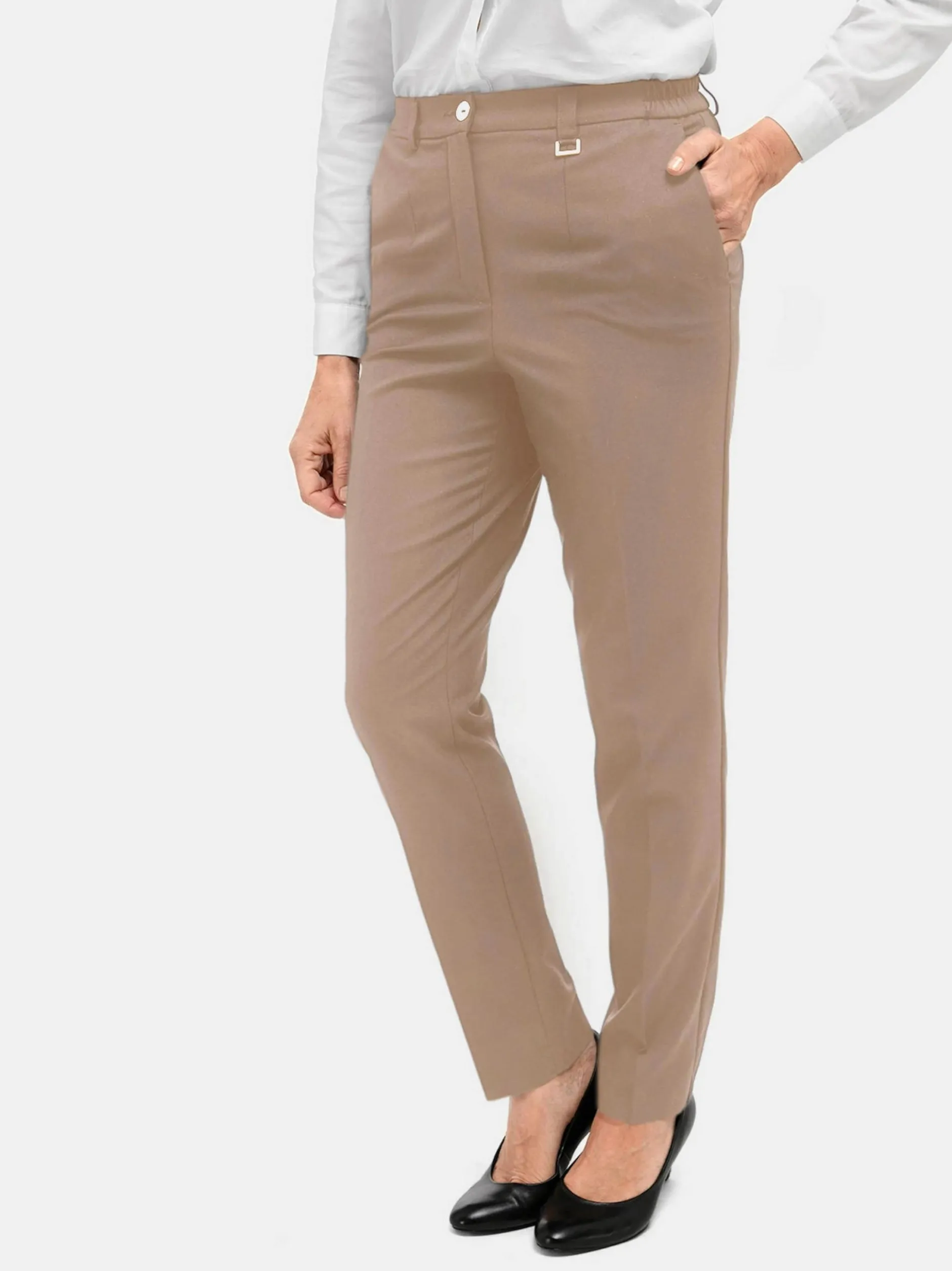 Goldner Damen Stoffhosen - Kurzgröße in beige