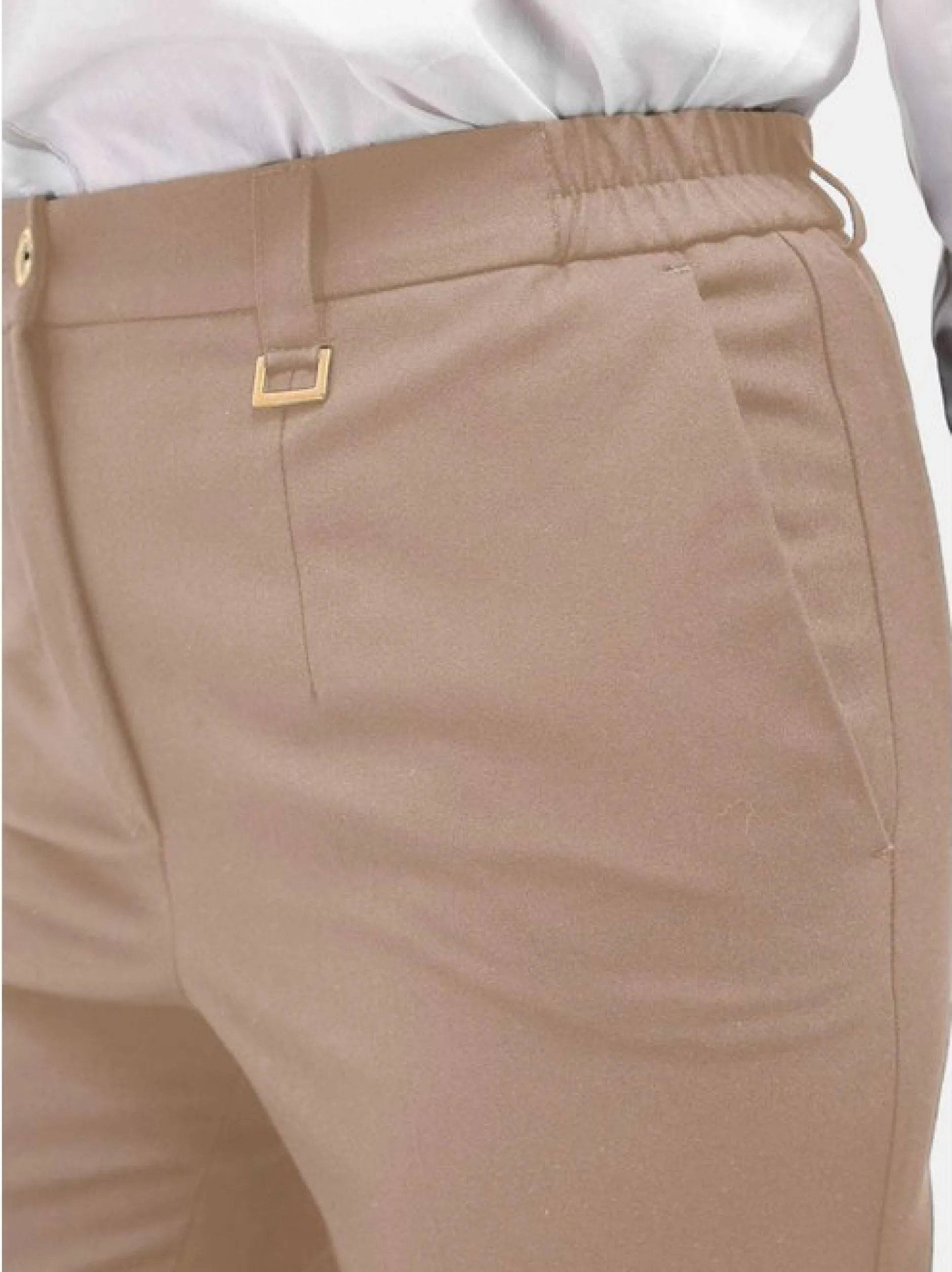 Goldner Damen Stoffhosen - Kurzgröße in beige