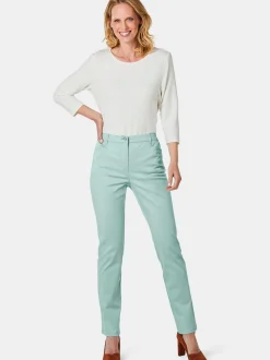 Goldner Damen Stoffhosen - Kurzgröße in grün