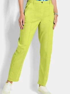 Goldner Damen Stoffhosen - Kurzgröße in grün