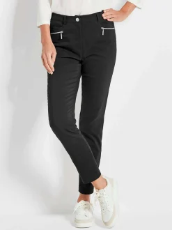 Goldner Damen Stretchhosen in schwarz