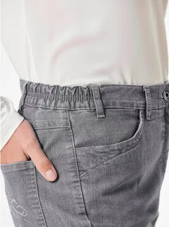 Goldner Damen Stretchjeans in grau