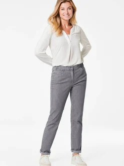 Goldner Damen Stretchjeans in grau