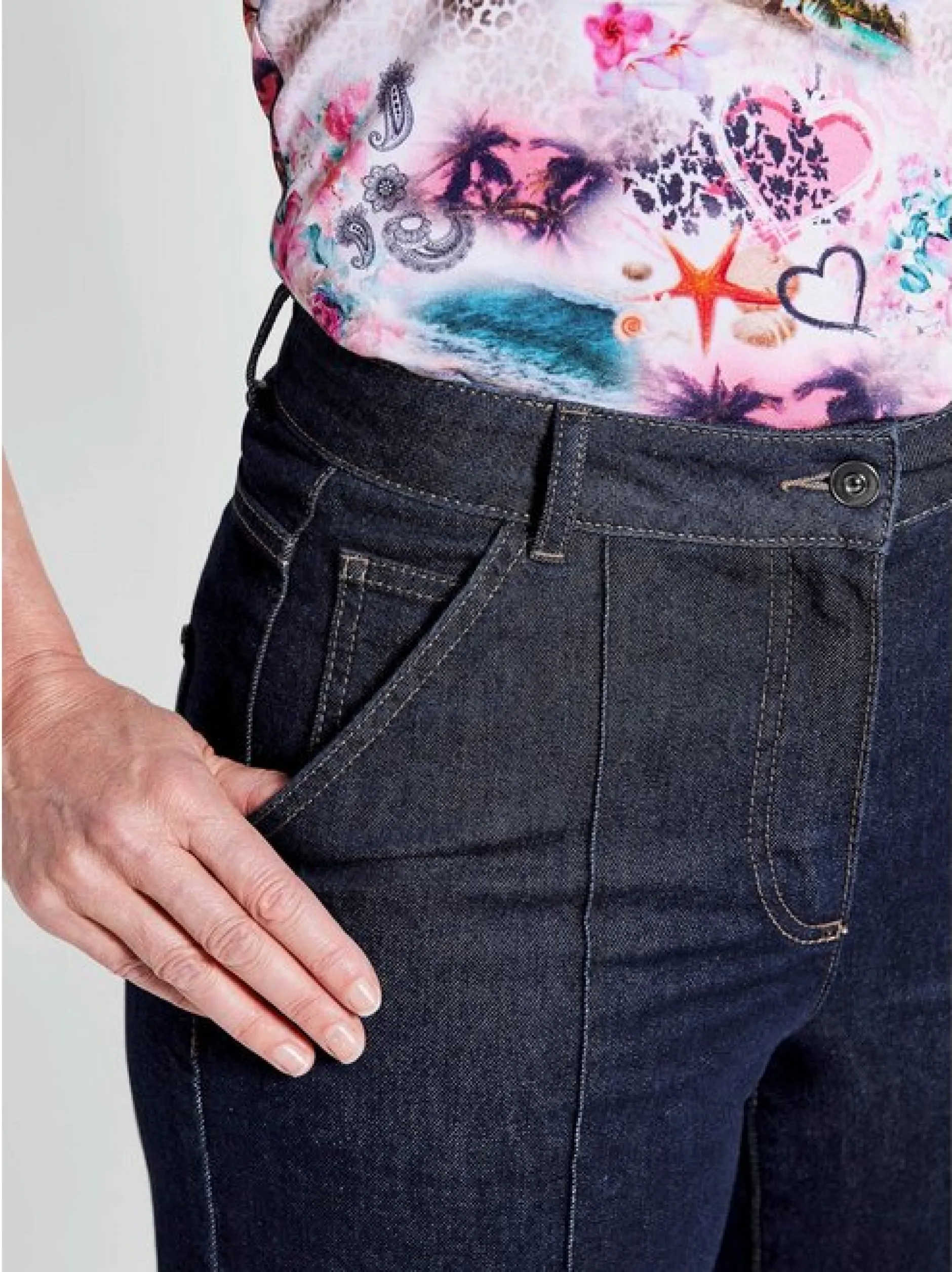 Goldner Damen Stretchjeans in marine