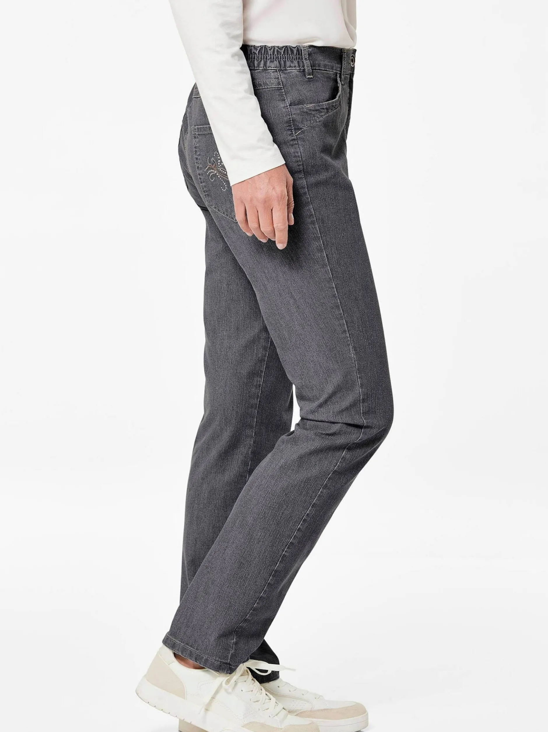 Goldner Damen Stretchjeans in schwarz