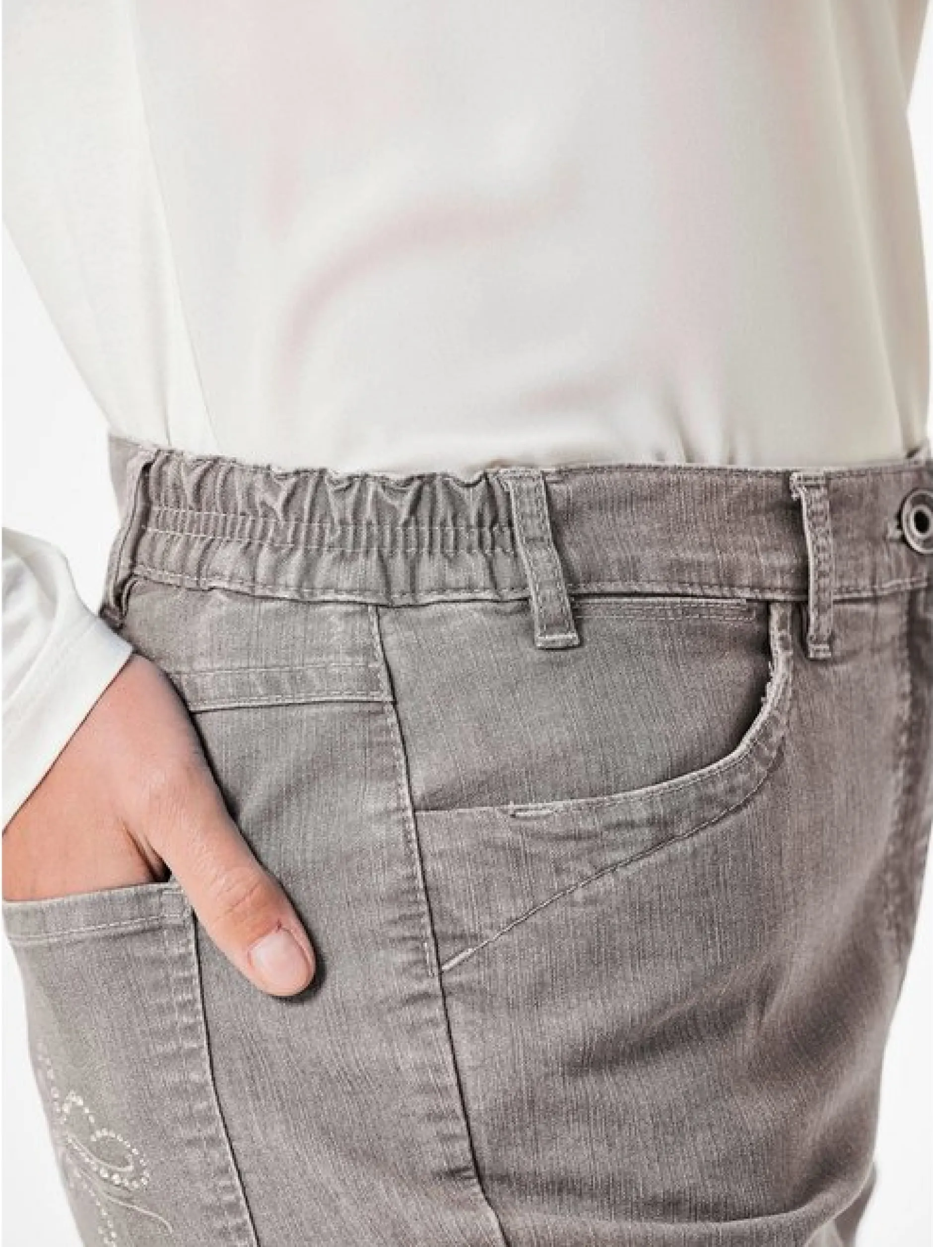 Goldner Damen Stretchjeans in taupe