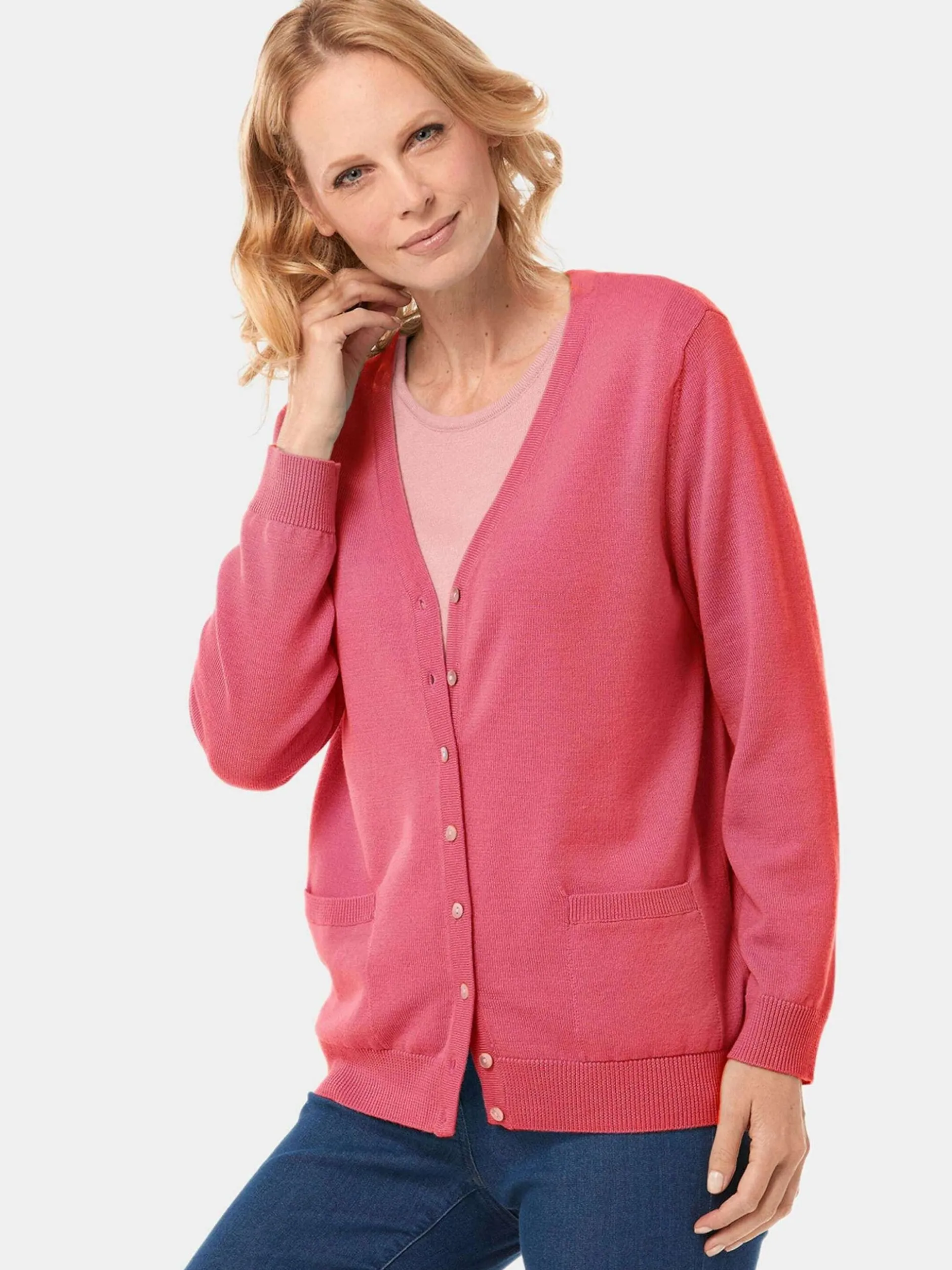Goldner Damen Strickjacken in pink - Ärmel: langarm