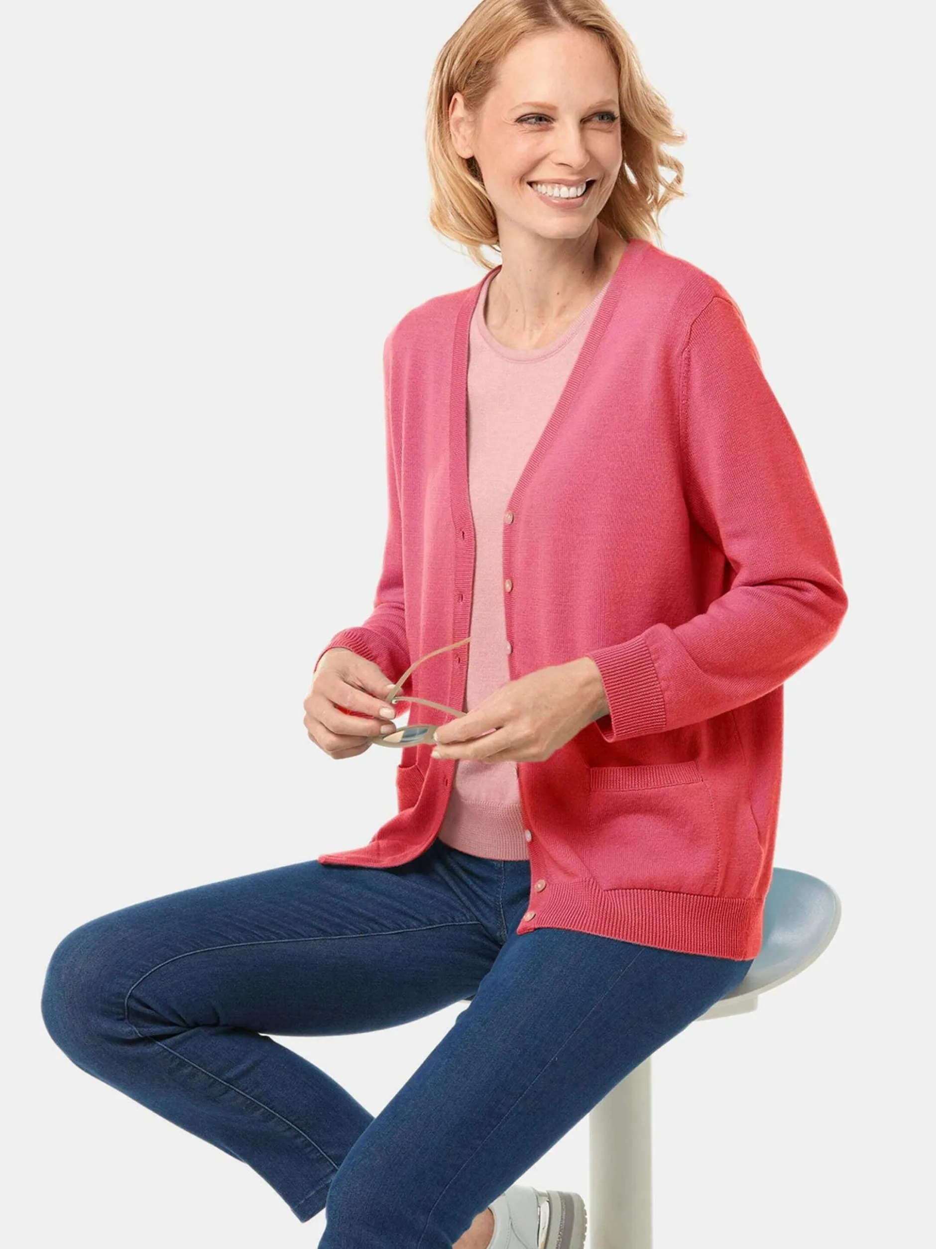 Goldner Damen Strickjacken in pink - Ärmel: langarm