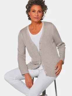 Goldner Damen Strickjacken - Kurzgröße in taupe