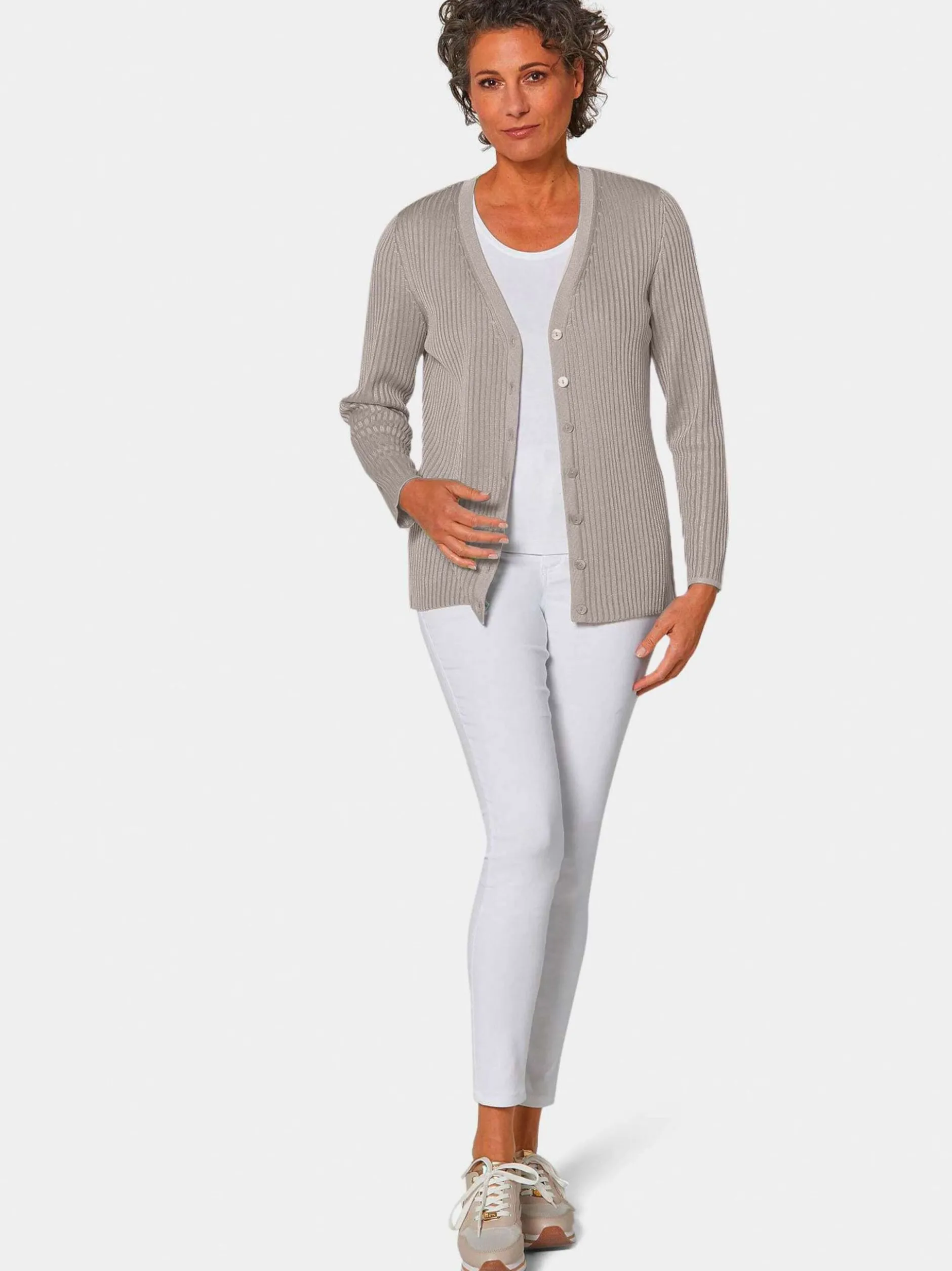 Goldner Damen Strickjacken - Kurzgröße in taupe