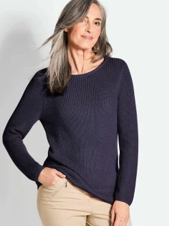 Goldner Damen Strickpullover in marine - Ärmel: langarm