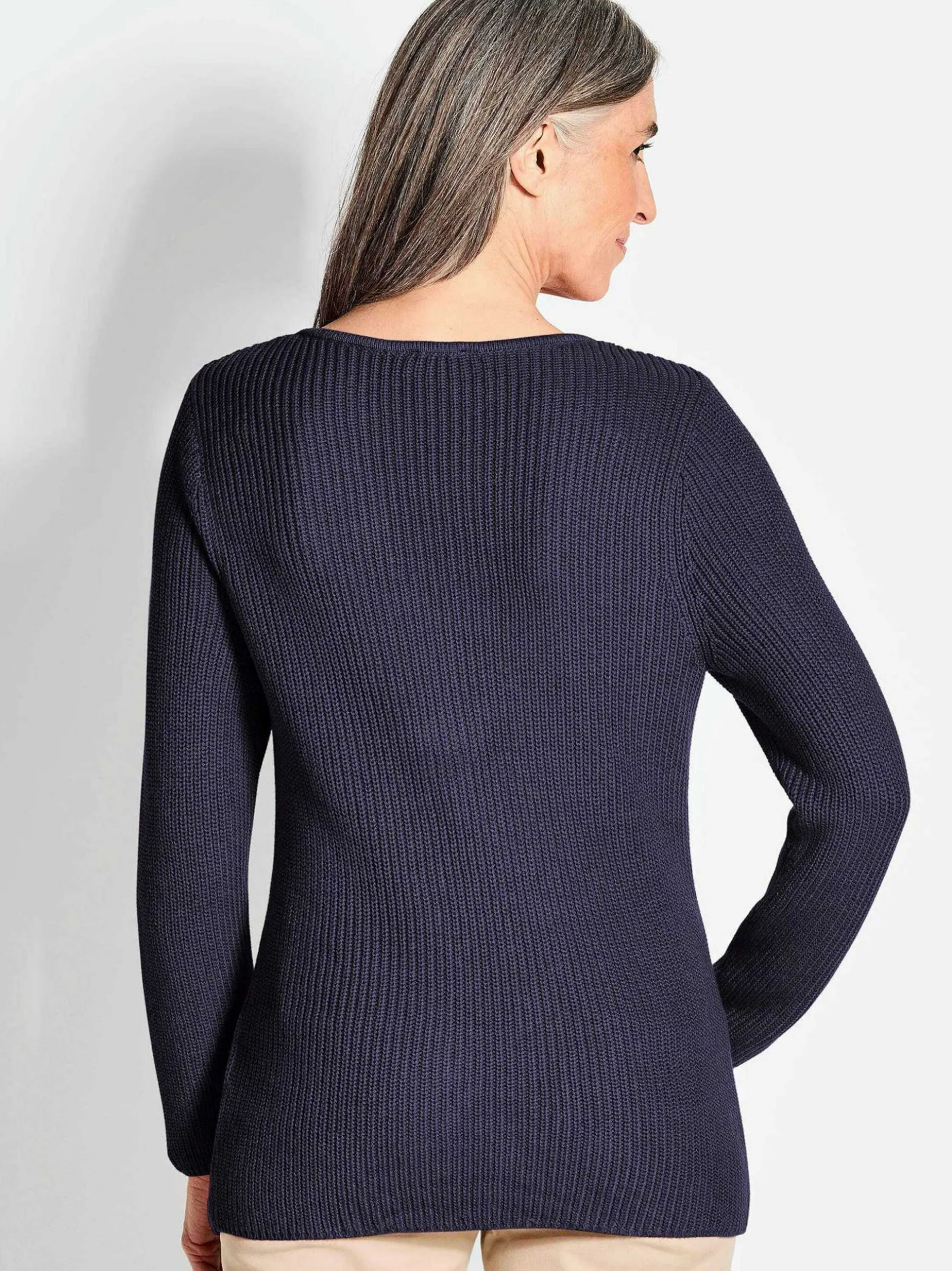 Goldner Damen Strickpullover in marine - Ärmel: langarm