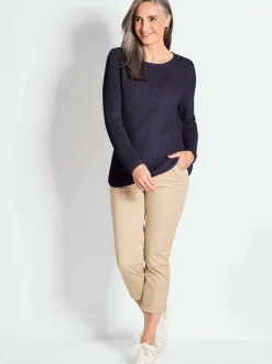 Goldner Damen Strickpullover in marine - Ärmel: langarm