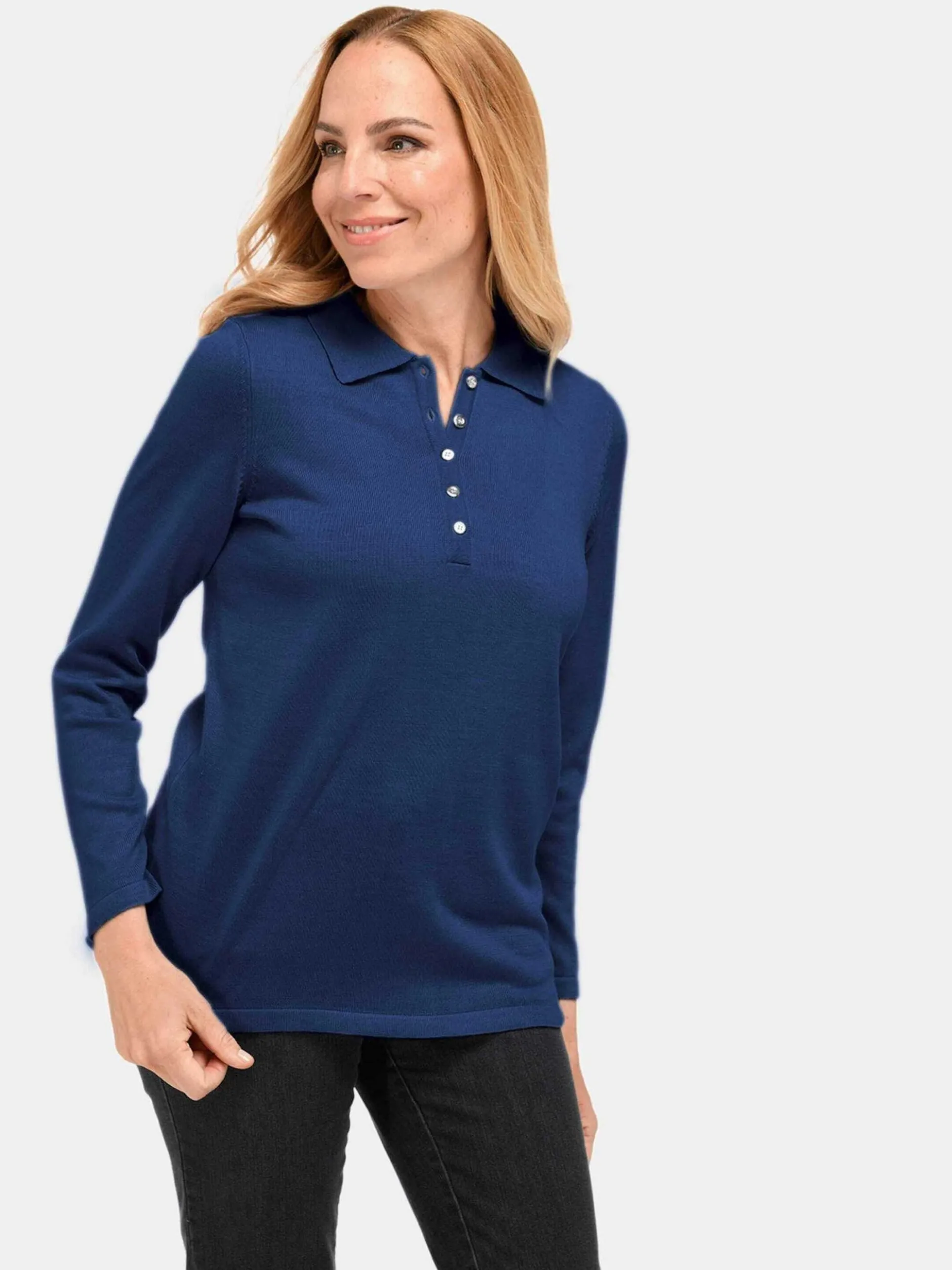 Goldner Damen Strickpullover in marine - Ärmel: langarm