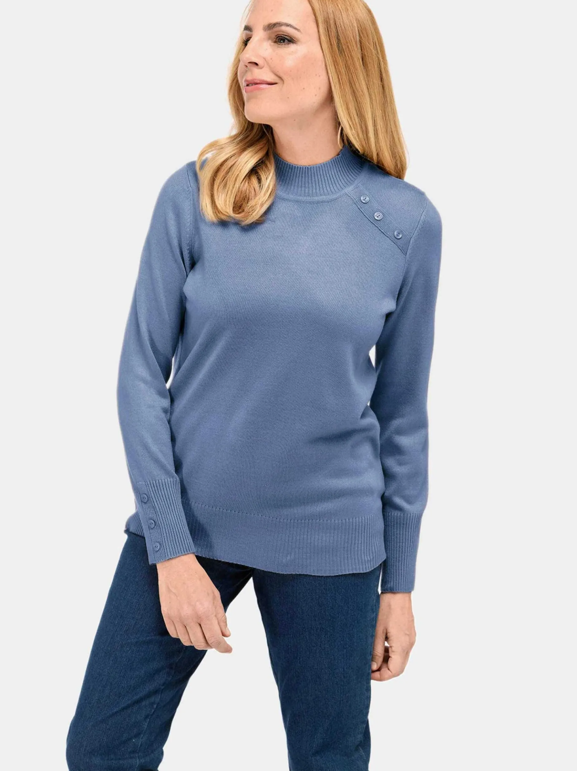 Goldner Damen Strickpullover in blau - Ärmel: langarm