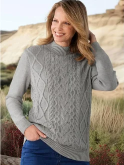 Goldner Damen Strick & Pullover in grau - Ärmel: langarm