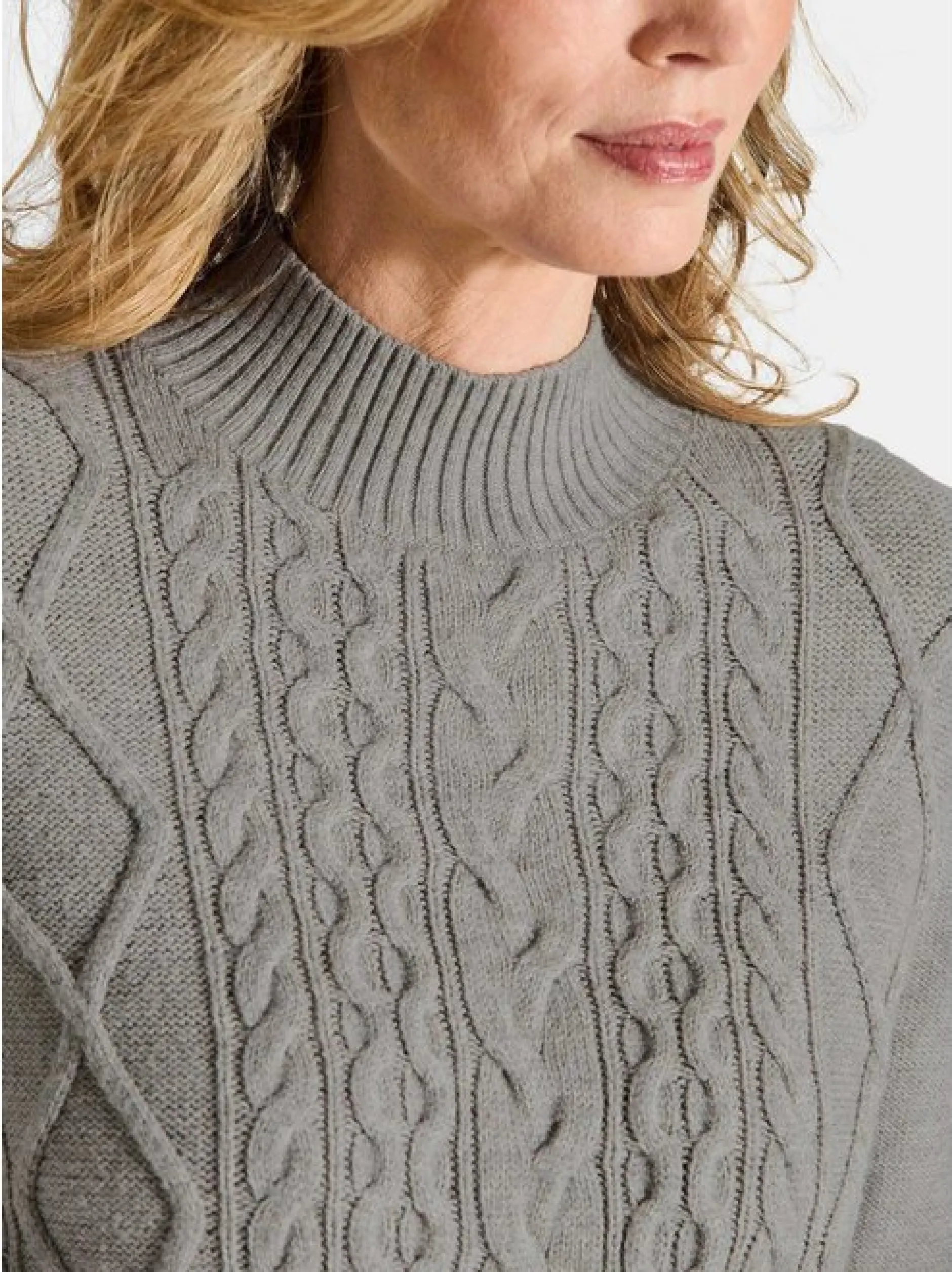 Goldner Damen Strick & Pullover in grau - Ärmel: langarm