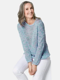 Goldner Damen Strickpullover in hellblau