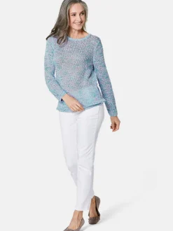 Goldner Damen Strickpullover in hellblau