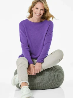 Goldner Damen Strickpullover in lila - Ärmel: langarm