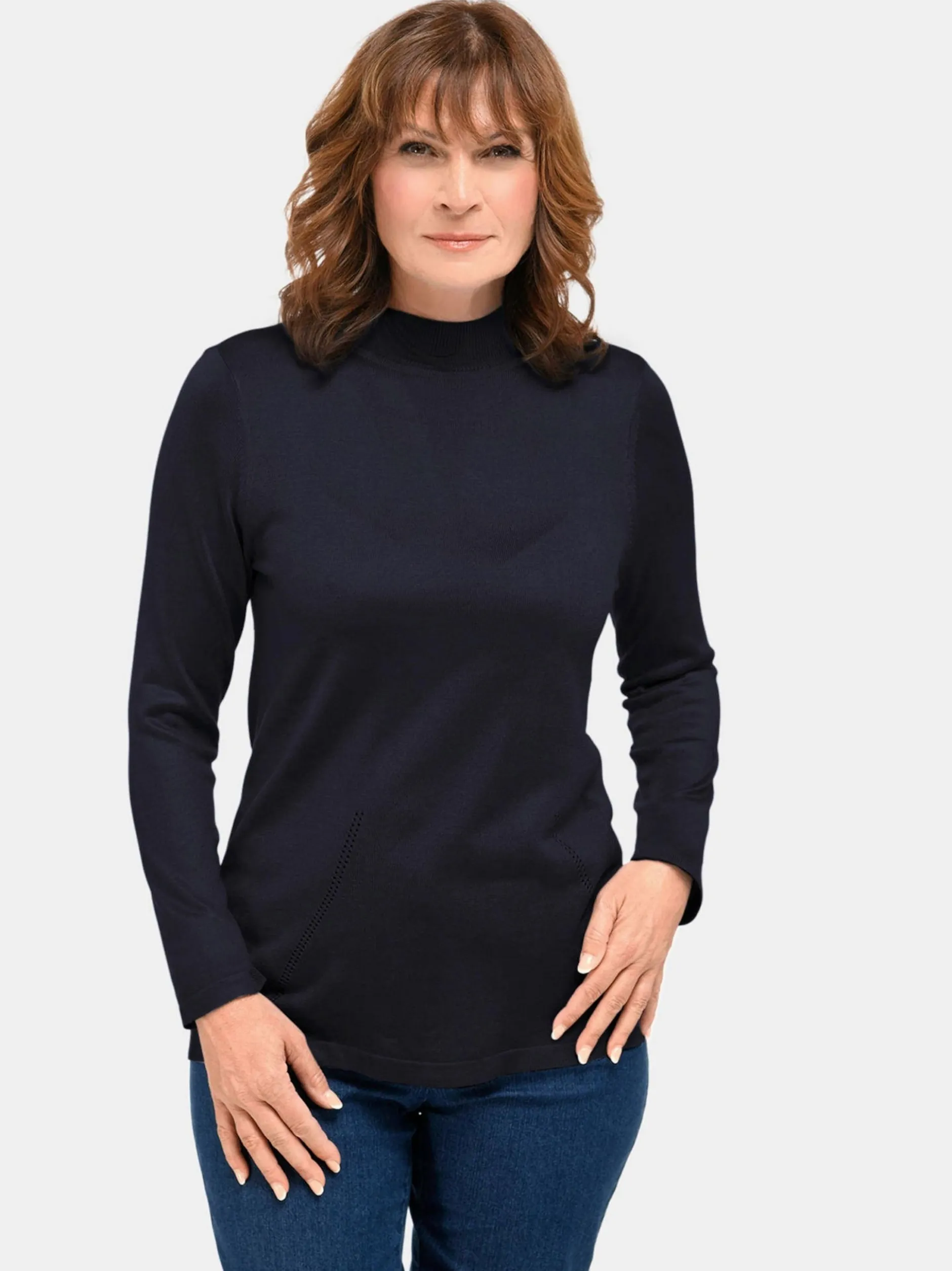 Goldner Damen Strickpullover in marine - Ärmel: langarm
