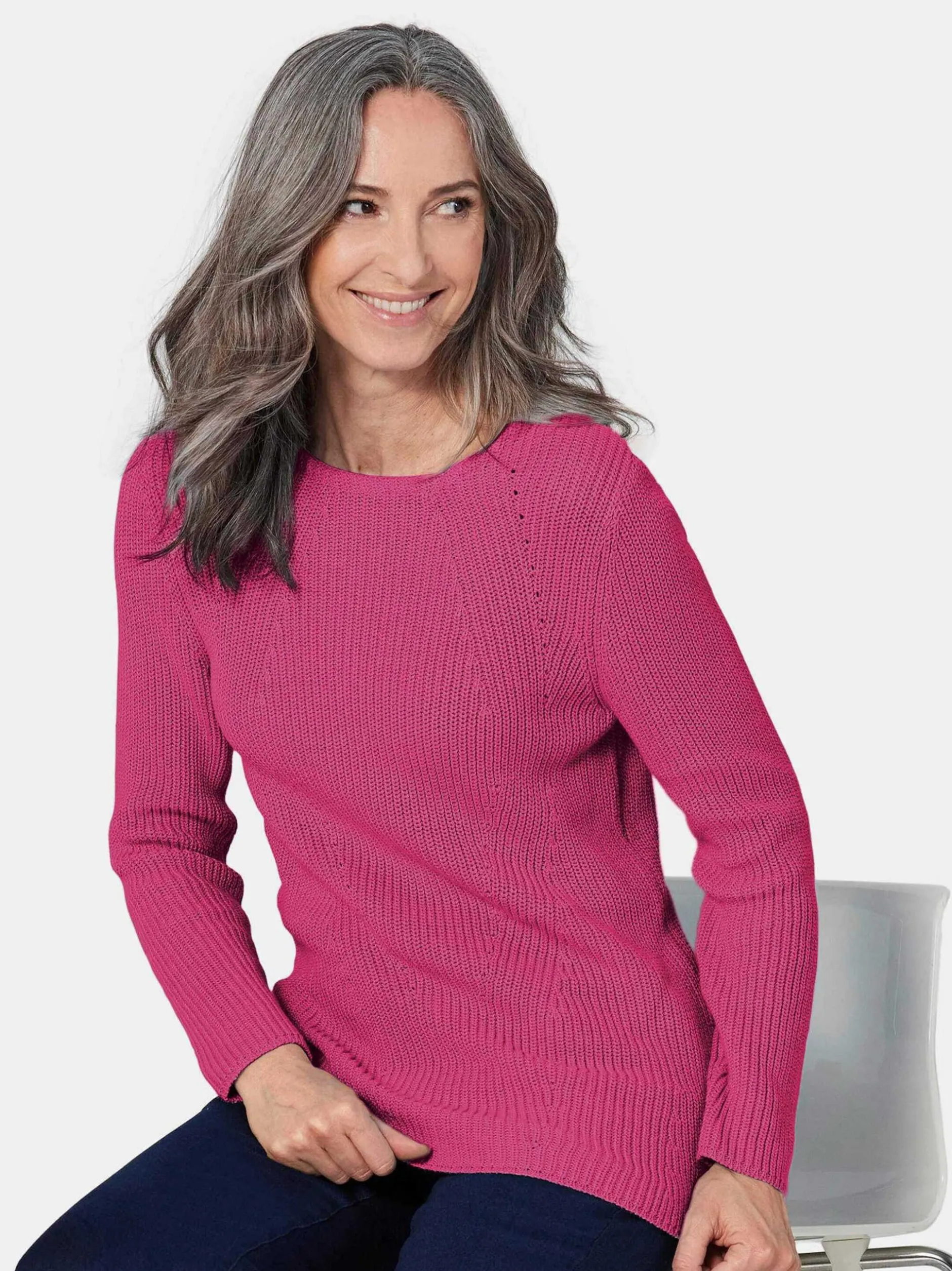 Goldner Damen Strickpullover in pink - Ärmel: langarm