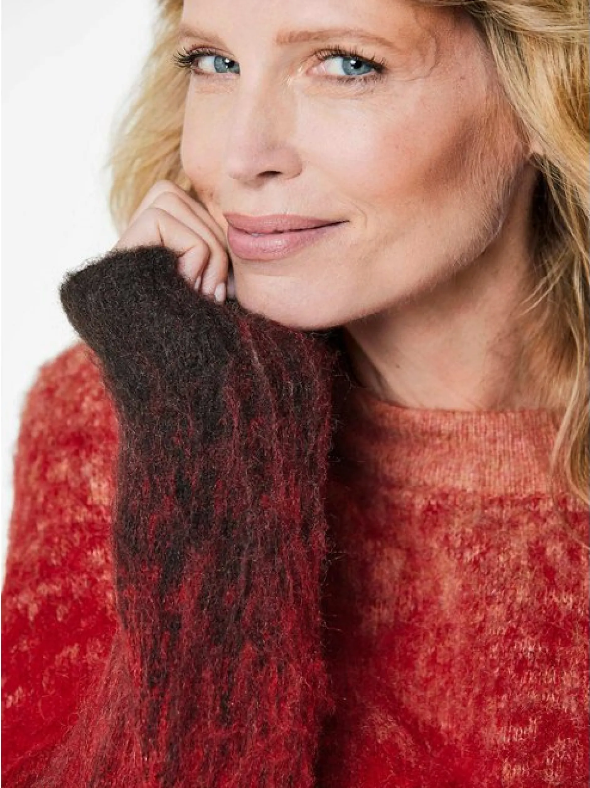 Goldner Damen Strick & Pullover in rot - Ärmel: langarm