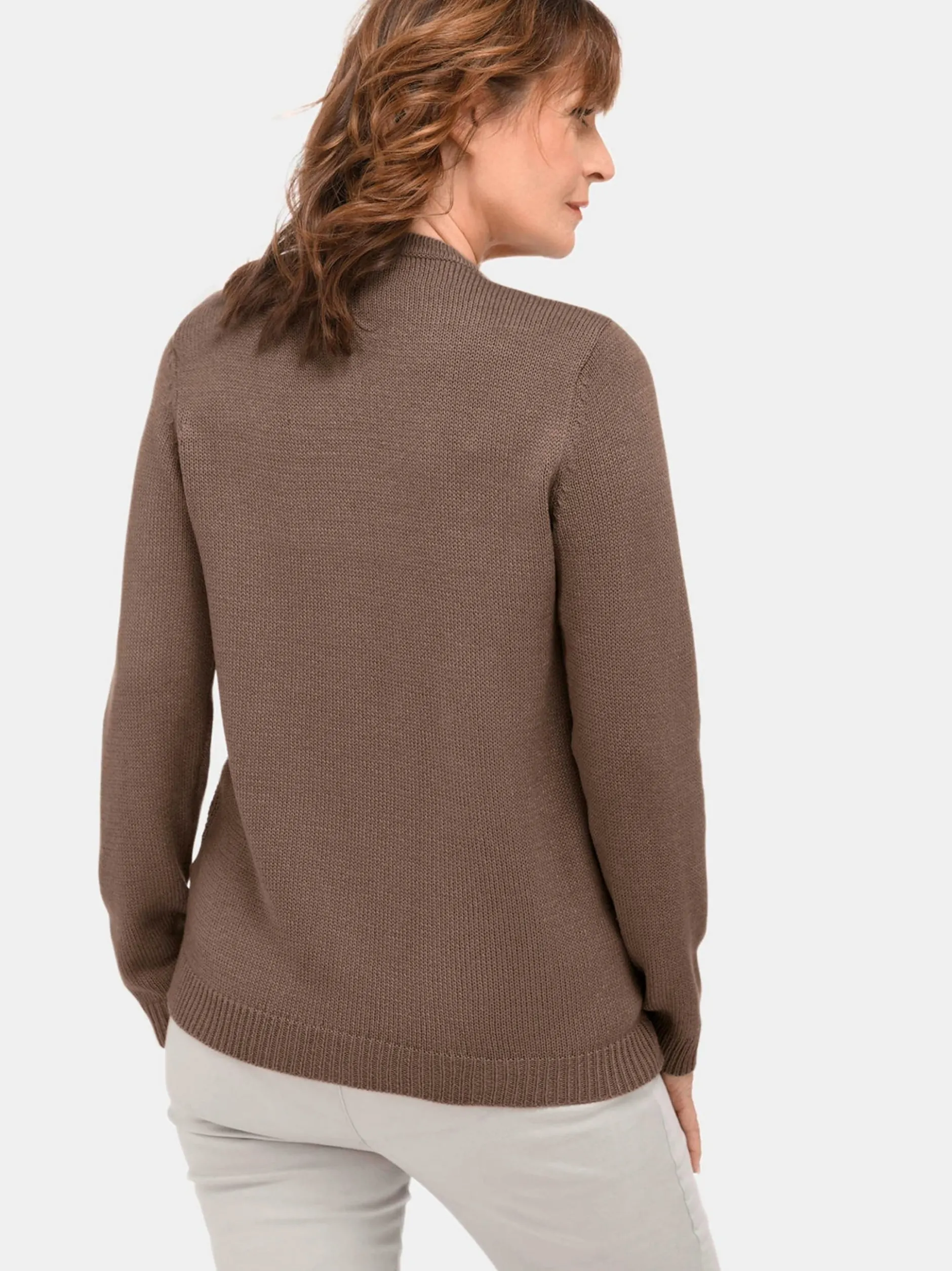 Goldner Damen Strickpullover in taupe - Ärmel: langarm