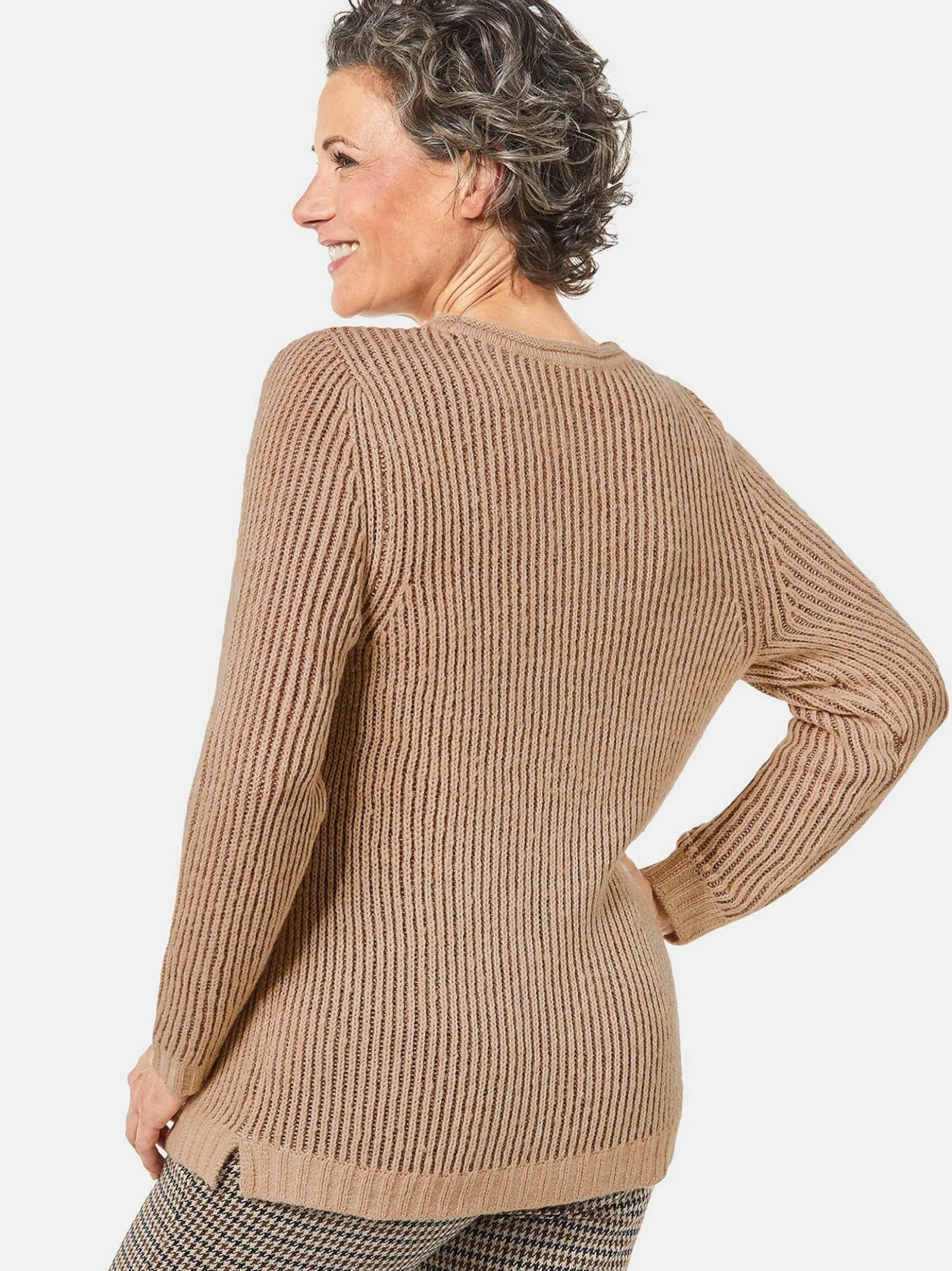 Goldner Damen Strickpullover - Kurzgröße in braun