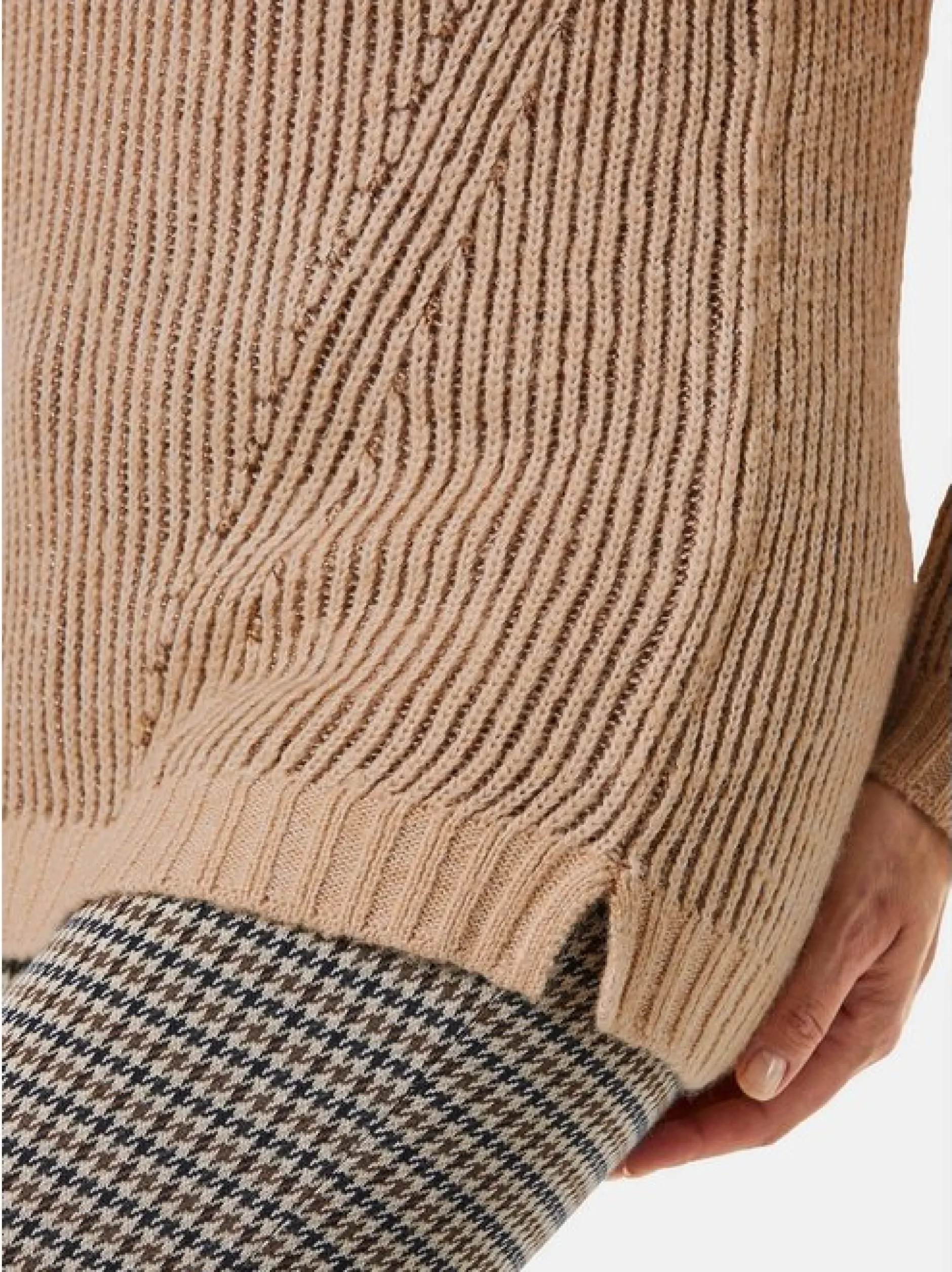 Goldner Damen Strickpullover - Kurzgröße in braun