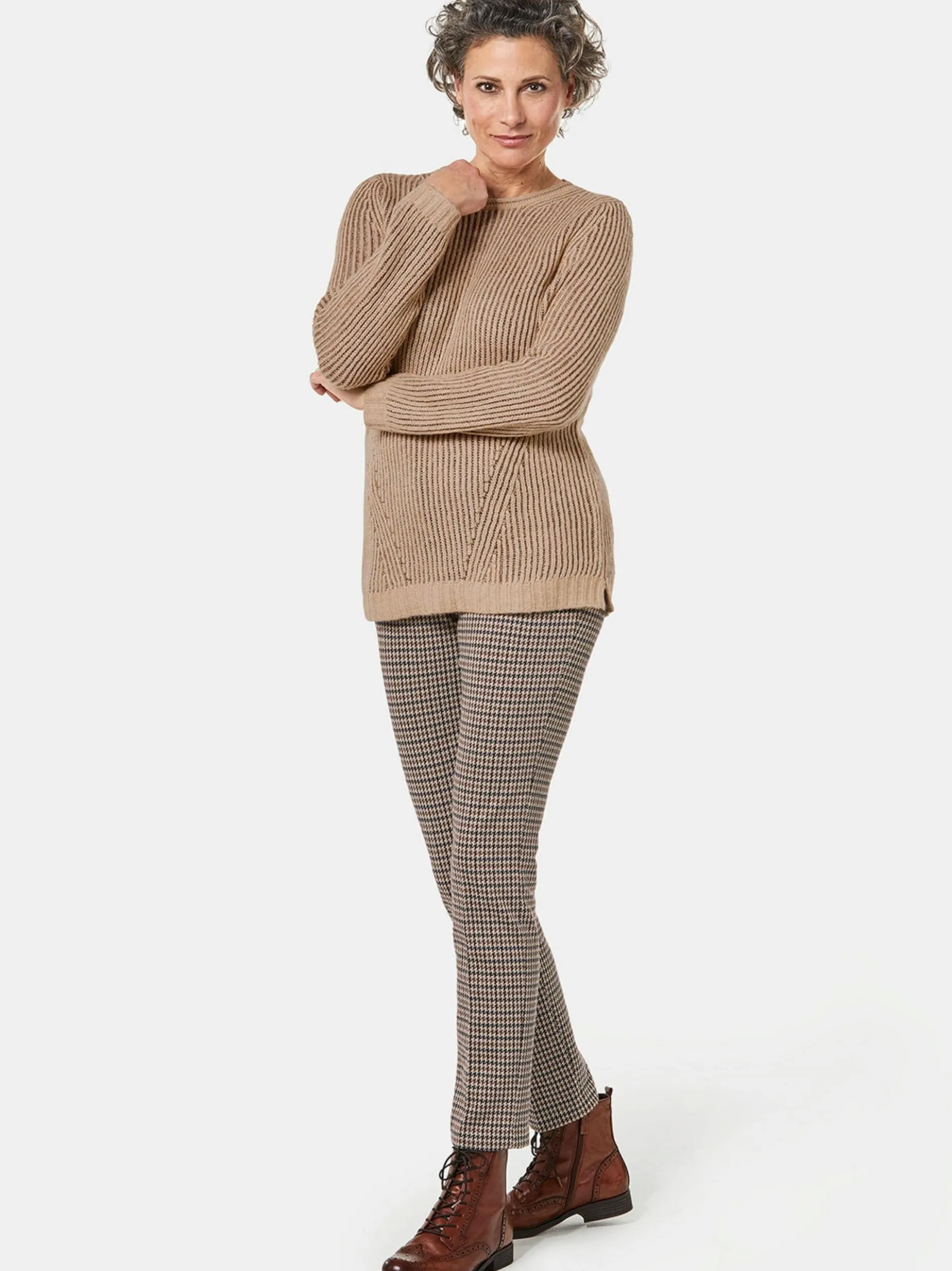 Goldner Damen Strickpullover - Kurzgröße in braun