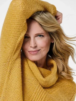 Goldner Damen Strickpullover - Kurzgröße in gelb