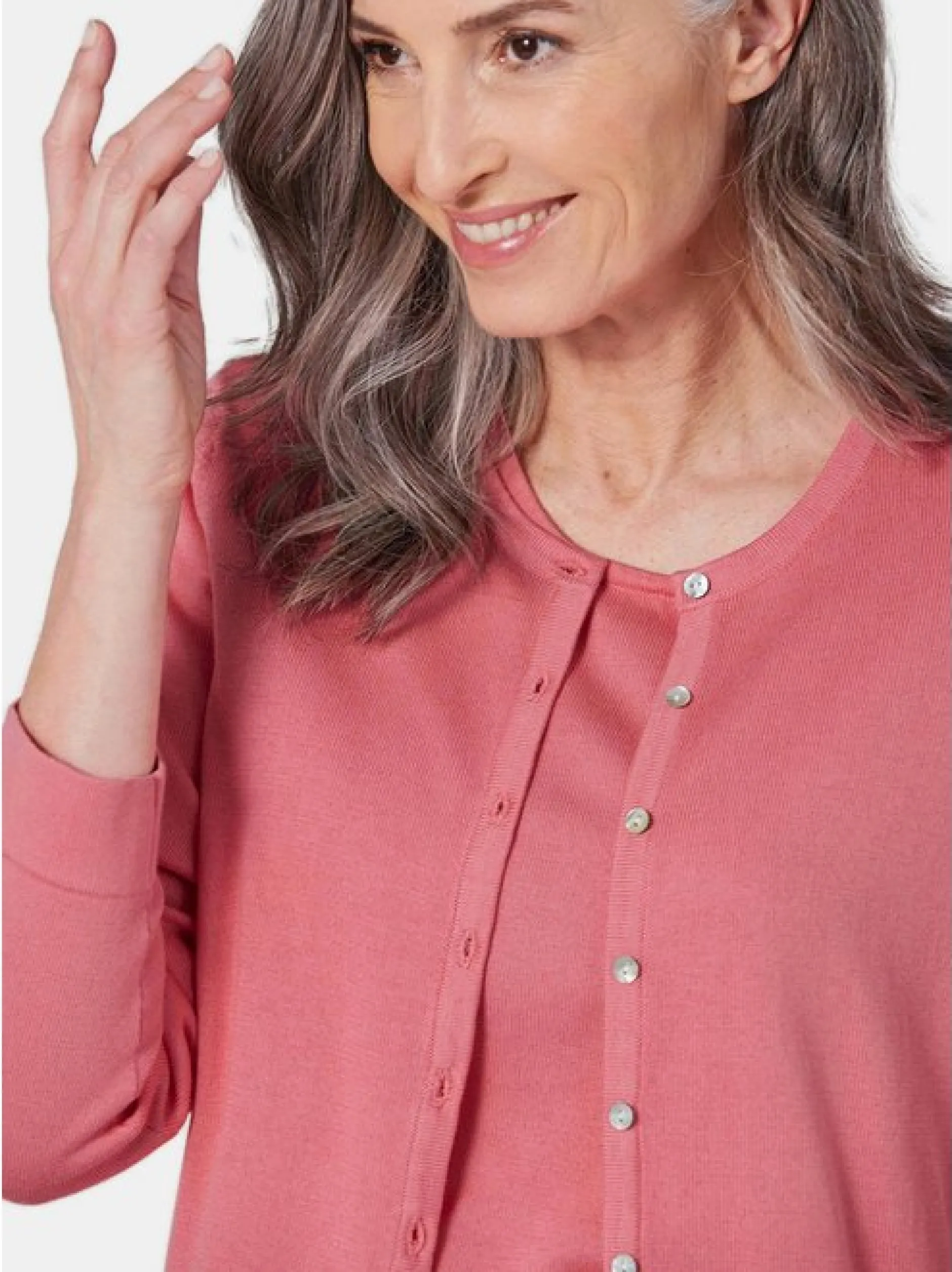 Goldner Damen Strick-Sets in rosa - Ausschnitt: Rundhals