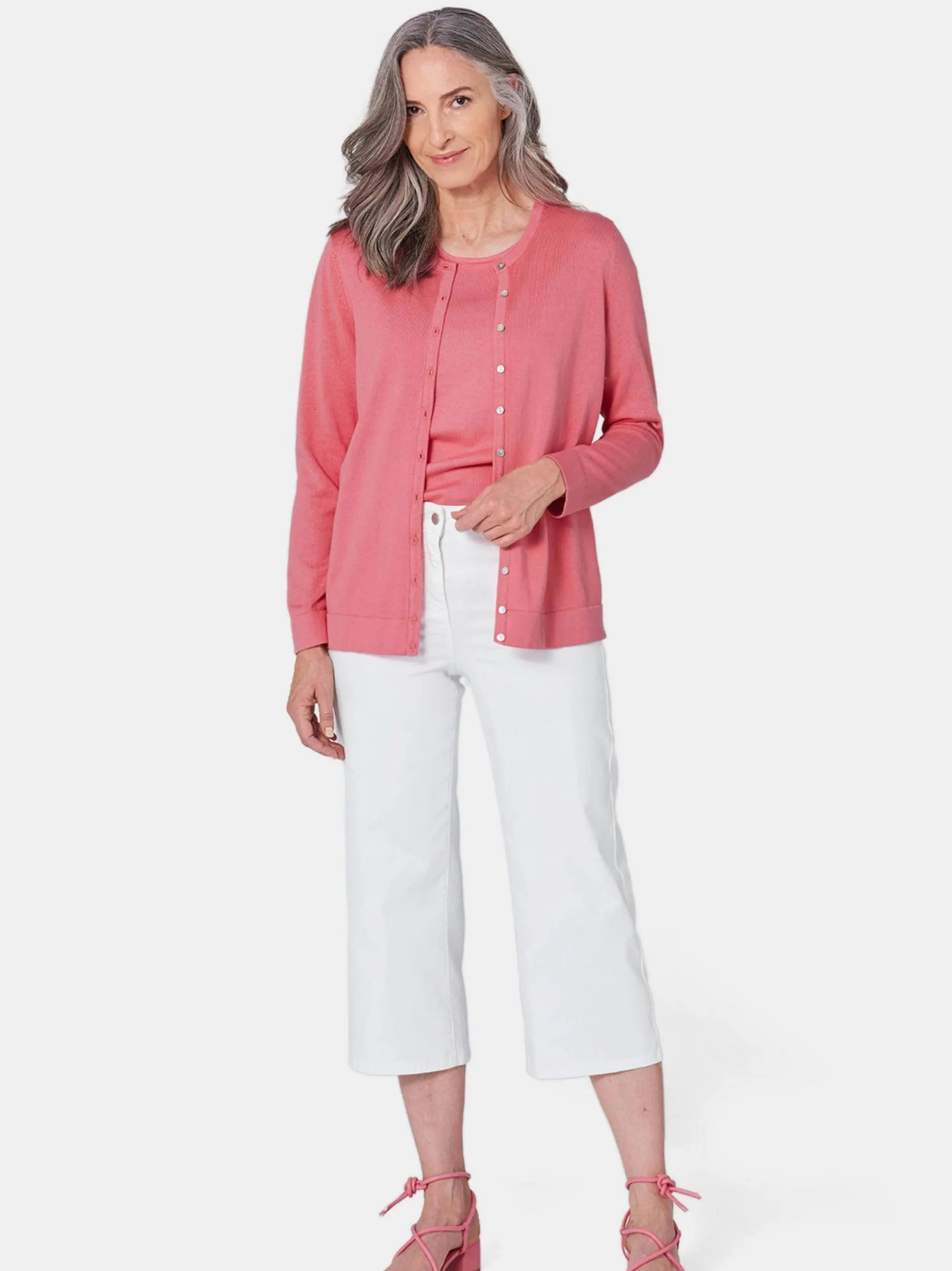 Goldner Damen Strick-Sets in rosa - Ausschnitt: Rundhals
