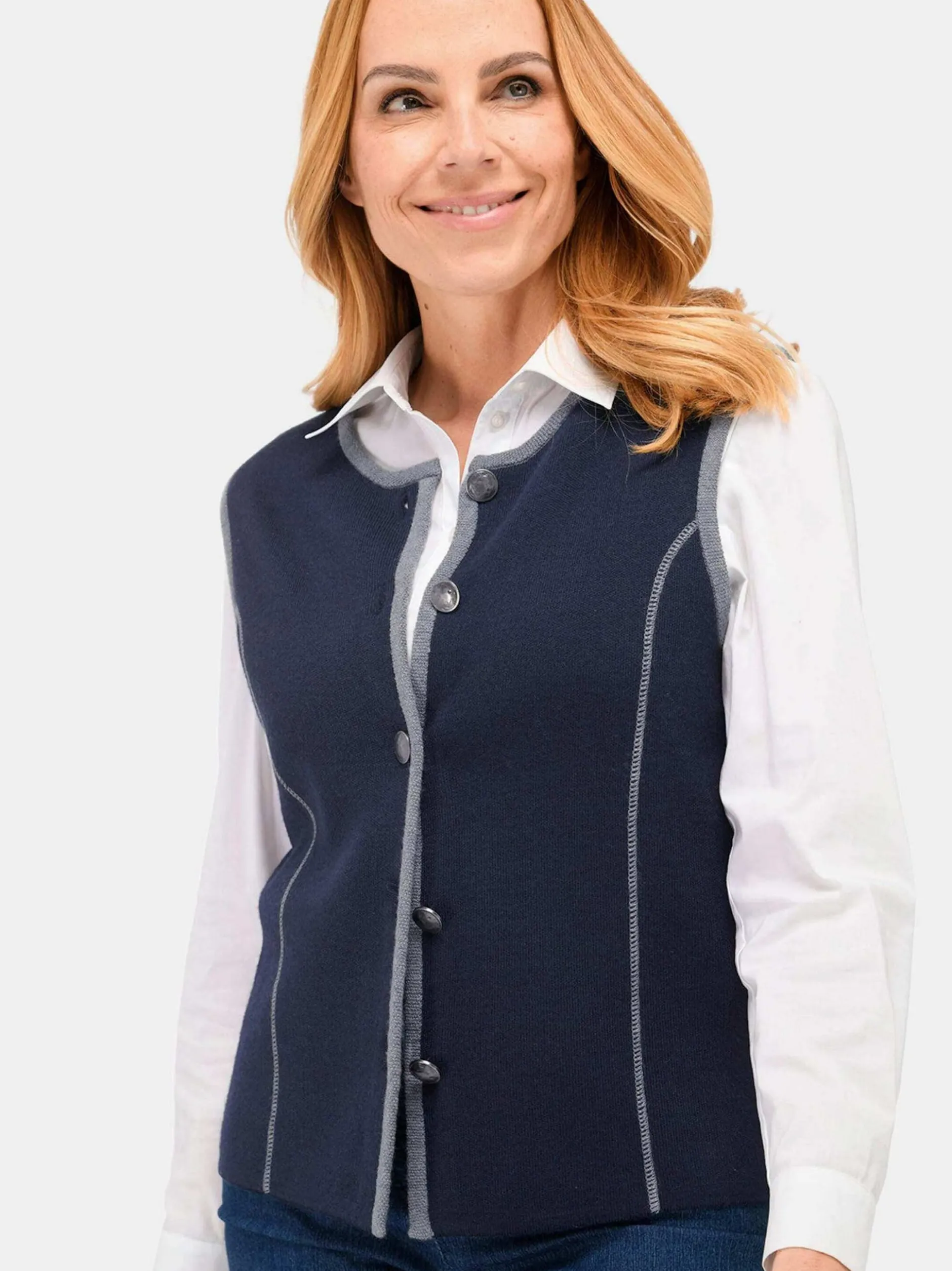 Goldner Damen Strickwesten in marine - Ärmel: ohne Arm