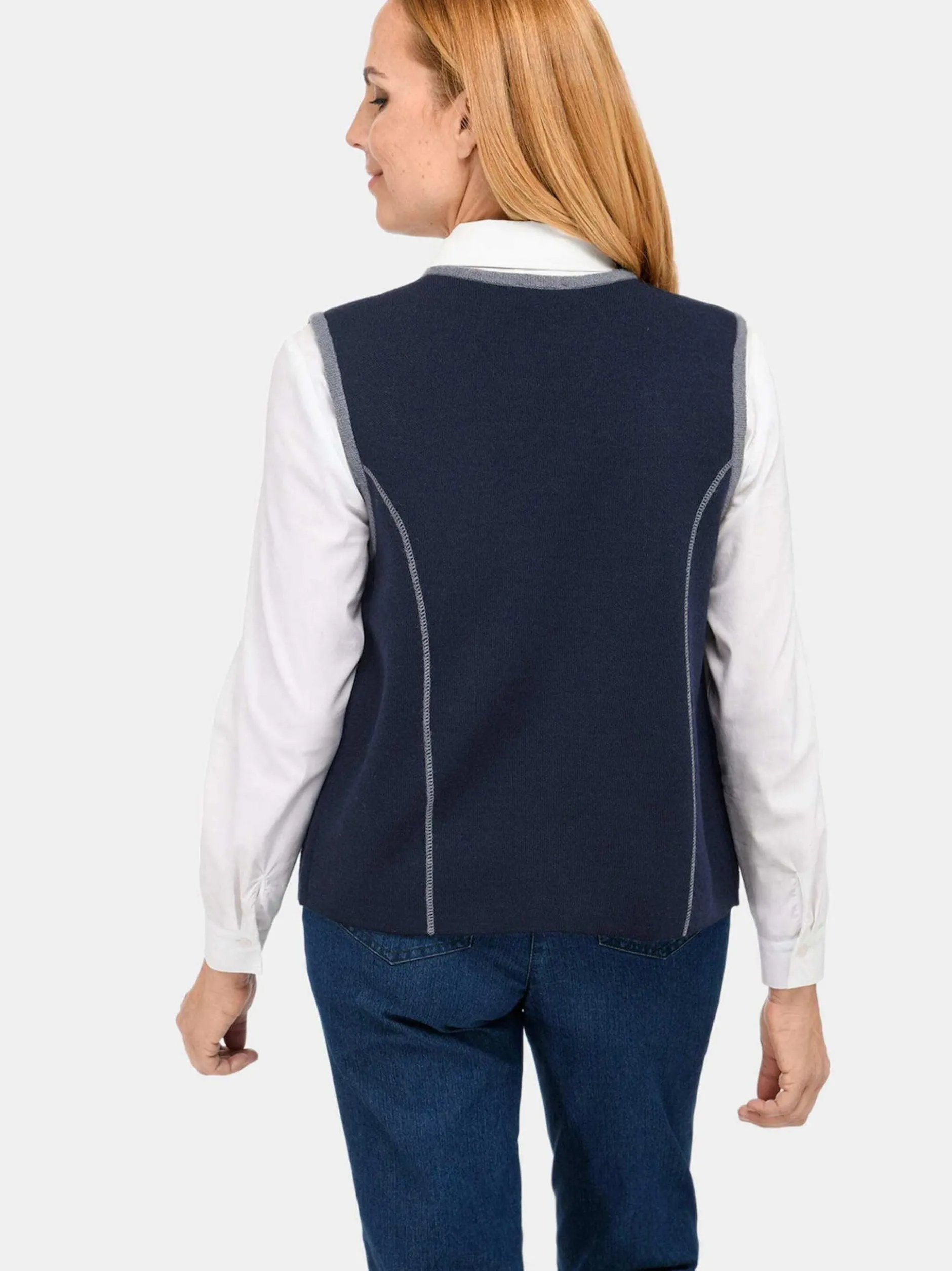 Goldner Damen Strickwesten in marine - Ärmel: ohne Arm