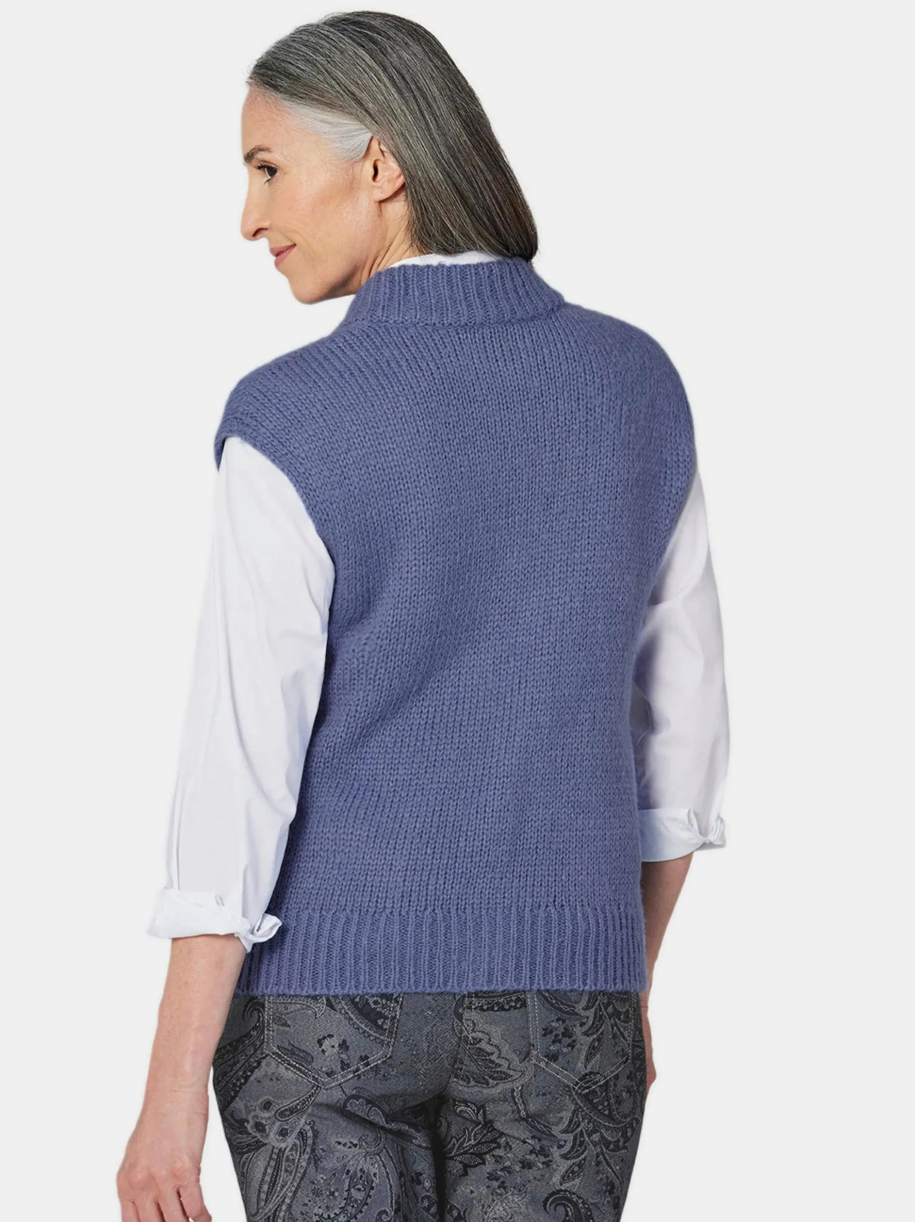 Goldner Damen Strickwesten - Kurzgröße in blau