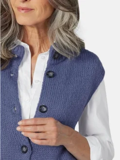 Goldner Damen Strickwesten - Kurzgröße in blau