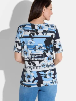 Goldner Damen T-Shirt in blau - Ausschnitt: Rundhals